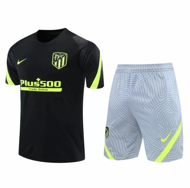 Atletico Madrid Black Training Kit Shirt With Shorts 2020/21